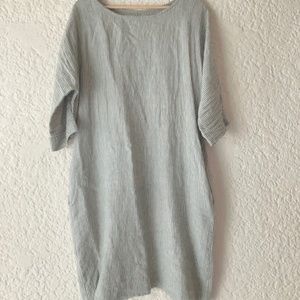 EUC gray/natural stripe NotPerfectLinen dress/tunic